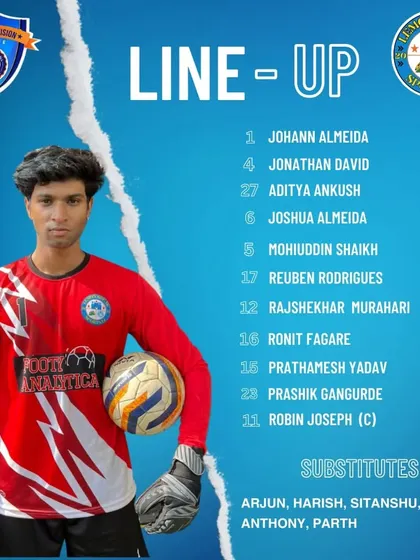 Our line-up for the match, with Johann Almeida in goal.