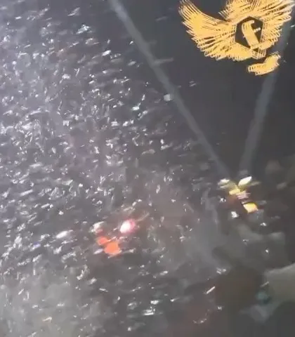A close-up of the confetti shower during the event. These production elements are key to creating a full festival experience, even in a club setting.