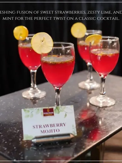 A refreshing fusion of sweet strawberries, zesty lime, and fresh mint. Our Strawberry Mojito is the perfect, vibrant non-alcoholic option for any celebration.