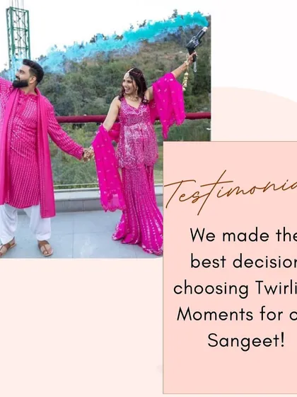 "We made the best decision choosing Twirling Moments for our Sangeet!" It brings me so much joy to know that my clients feel this way about our collaboration.