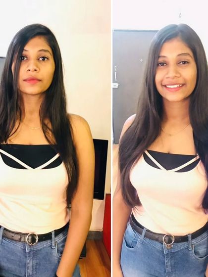 Another shot of this client, happy with her fuller, healthier-looking hair.