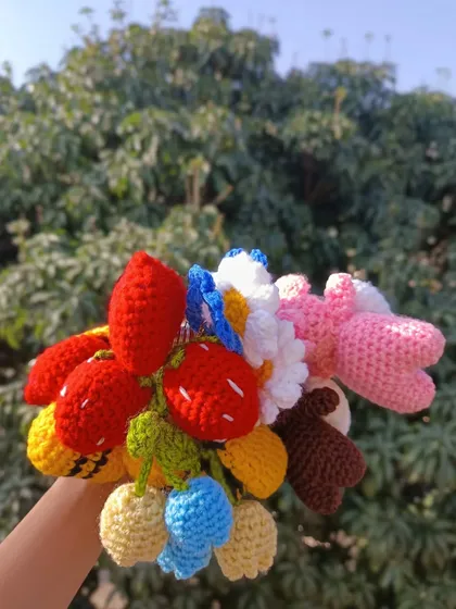 A handful of happiness. This is a sample of the variety I can provide in a single keychain order, from strawberries and flowers to bears.