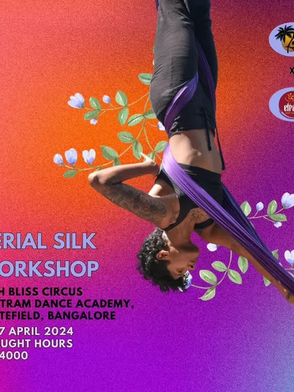 We are one of the few studios in the area equipped with ceiling rig points, making our space perfect for aerial arts like this Aerial Silk workshop. This unique feature provides a safe and professional environment for aerialists to practice and teach.