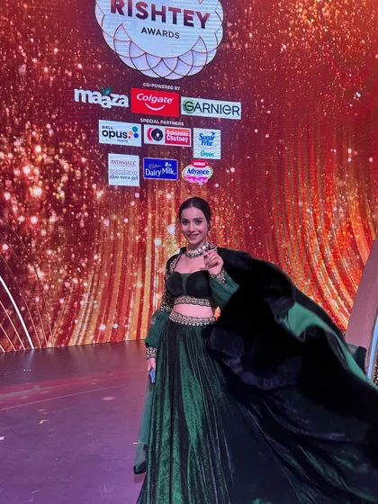 On the red carpet. The makeup was designed to look flawless under the harsh event lighting, ensuring she looked her best for the cameras.