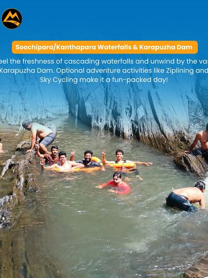 Cooling off at Soochipara Waterfalls in Wayanad. I plan for fun activities like this, along with optional adventures like ziplining.