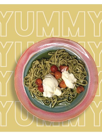 I love using fresh, high-quality ingredients. This is my Kale Pesto Fettuccine, made with hydroponically grown kale and topped with roasted cherry tomatoes and creamy burrata for a truly gourmet pasta experience.