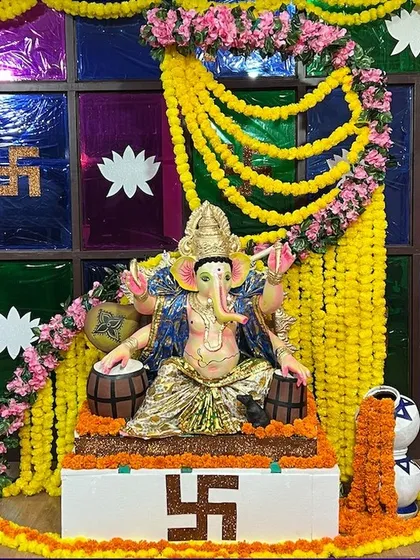 The beautifully decorated idol for our annual Ganesh Chaturthi celebration at the academy. We immerse our students in cultural traditions, making learning a holistic and festive experience.
