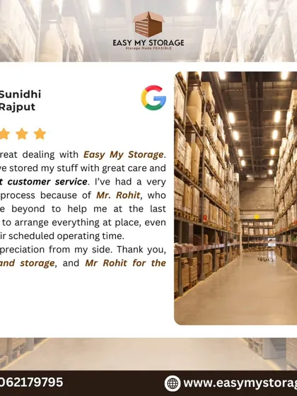 This graphic features a 5-star Google review from Sunidhi Rajput, who praises our great care, excellent customer service, and the smooth process she experienced.