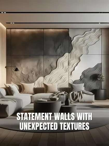 Unusual Element: Statement Walls with Unexpected Textures. A 3D textured wall can serve as a large-scale piece of art, adding drama and a unique focal point to your living room.