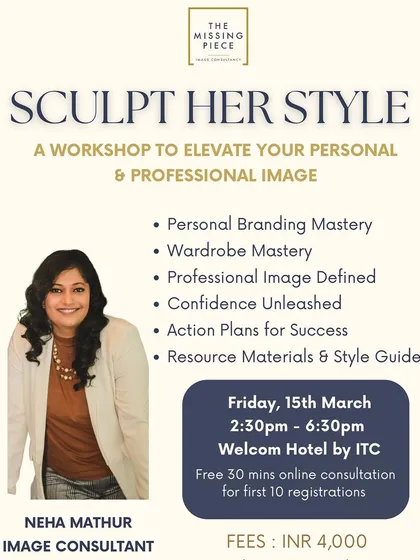 Ready to elevate your personal and professional image? My 'Sculpt Her Style' workshop is designed to give you actionable steps for personal branding, wardrobe mastery, and a major confidence boost.