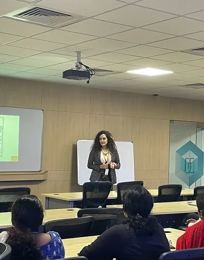 A wide shot of a classroom session on Image Management. I ensure my workshops are comprehensive, covering everything from the psychology of appearance to the practical details of professional dress.