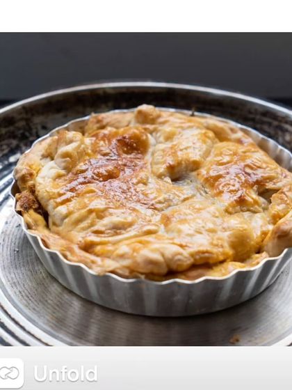 The final baked Kolhapuri Chicken Pie, golden and flaky. This dish is a testament to my love for blending traditional Indian flavours with global formats.