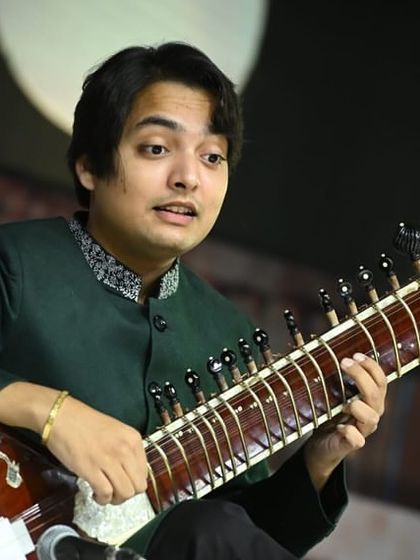 A close-up from my performance at the Virasat festival in Dehradun. This shot captures the intricate hand movements and intense focus required for a classical sitar recital.