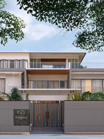 Welcome to "Zen Oasis," a contemporary residence in Coimbatore where modern architecture meets tranquil living. This 3D visualization showcases the clean lines, layered volumes, and seamless integration with nature that define our approach to creating sophisticated, Vastu-compliant homes.
