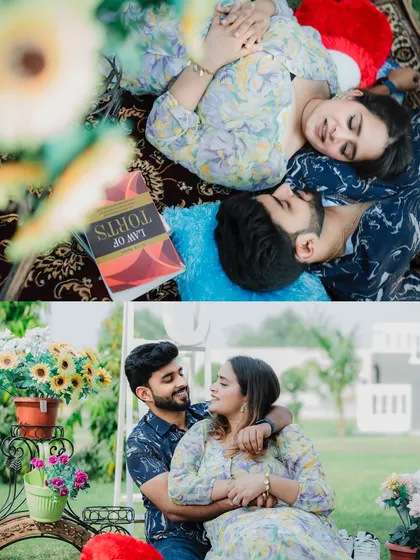 A casual and sweet picnic-style setup in our garden area. We can help arrange props to create personalized and intimate scenes like this for your pre-wedding shoot.
