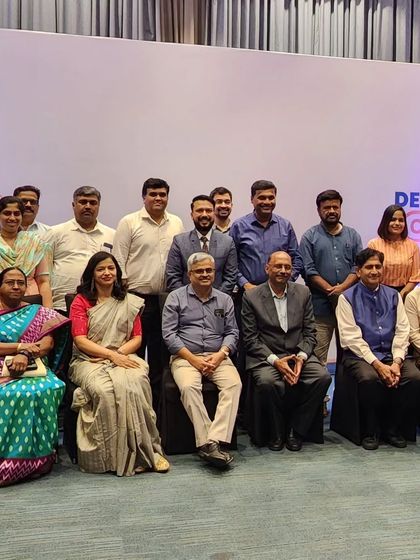 A group photo with the enlightened panel of dermatologists after our discussion on novel treatments for Urticaria.