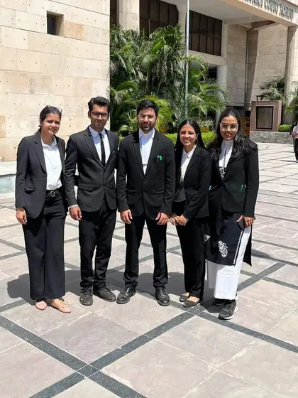 The team assembled outside the Saket District Court. We work together to cover all aspects of a criminal case, from filing to evidence.