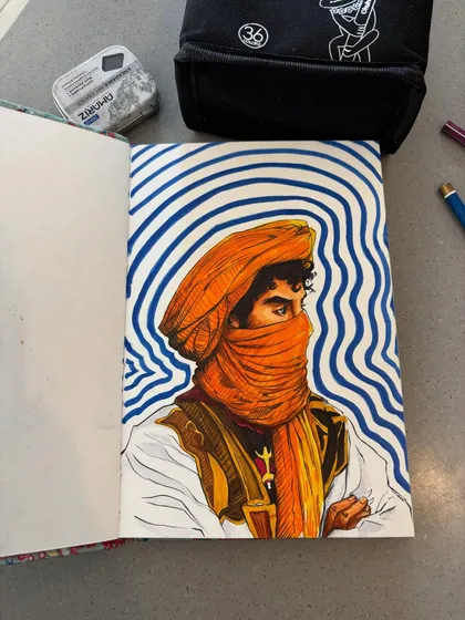 The final piece in my sketchbook. This custom portrait captures an intense gaze using rich, layered colors from my Ohuhu marker set, creating a piece with real attitude.