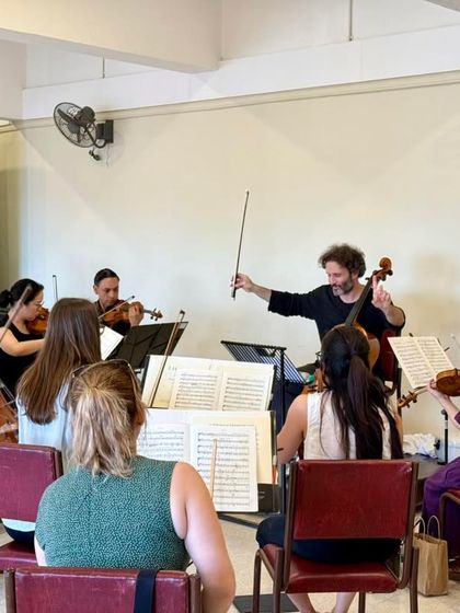 The Verbier Festival Chamber Orchestra in rehearsal, led by the dynamic Nicolas Altstaedt. The intensity and focus of these practice sessions are key to their flawless performances.