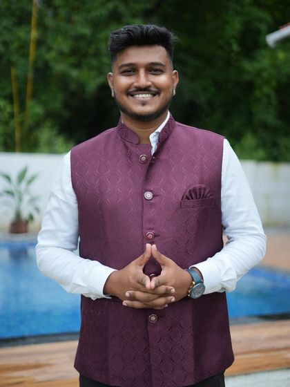 A smile of a happy customer. This waistcoat is a popular rental choice for its great fit and stylish look.