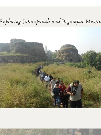 A group walks through the wild, overgrown paths of Jahanpanah, the fourth city of Delhi. This walk feels like a true exploration, uncovering the forgotten capital of Muhammad bin Tughlaq.