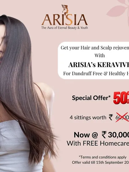 I believe in making advanced treatments accessible. This graphic details a special offer for my Keravive scalp rejuvenation treatment, which includes multiple sittings and a homecare kit to support your results.