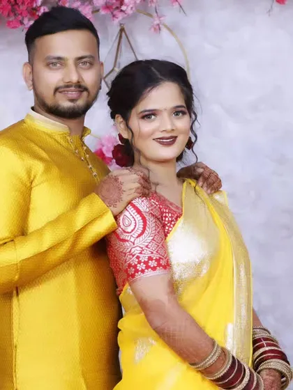 A lovely portrait of the couple, their smiles showing their happiness.