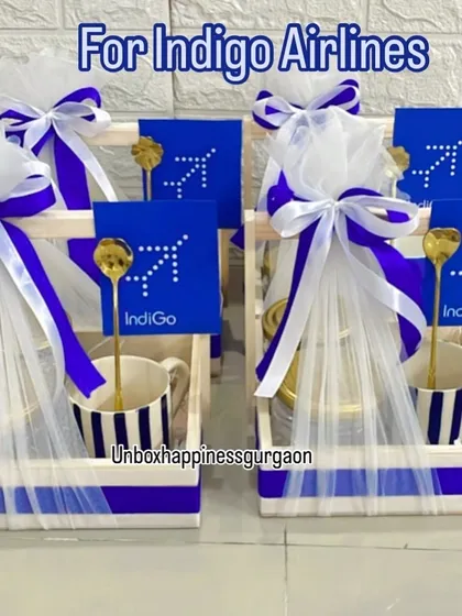I was thrilled to collaborate with Indigo Airlines on these custom corporate gift hampers. Each basket was curated to reflect their brand, featuring branded mugs and other goodies, showcasing my ability to deliver professional and high-quality corporate gifting solutions.