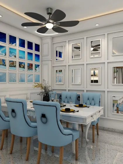 This project collage shows how we bring a vision to life, from the living room with a unique TV unit to the dining area with a gallery wall, all previewed in stunning 3D.