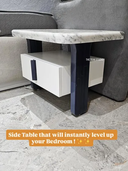 This side table instantly elevates a bedroom with its mix of luxurious materials and strong, modern lines.
