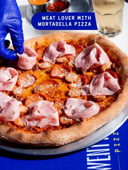 For the meat lovers, our Meat Lover with Mortadella Pizza is loaded with various cuts of quality meat on our signature sourdough crust.