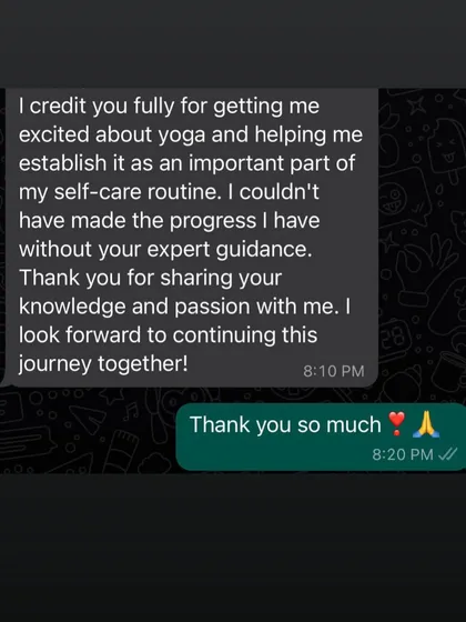 Your feedback means the world to me. I'm so grateful to be a part of your self-care journey and help you find progress and passion through yoga.