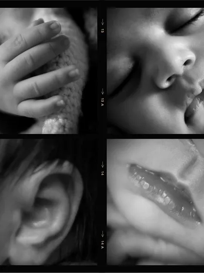 A collage of all the tiny details: the hands, the lips, the ears. These macro shots are a beautiful way to remember just how small they once were.