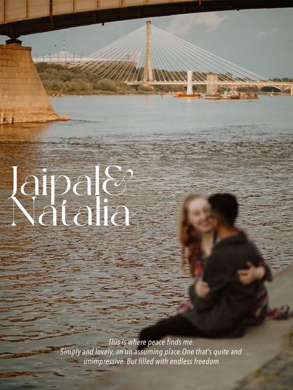 The official poster for Jaipal and Natalia's love story, set against a beautiful bridge in Poland. It captures the scale and romance of their pre-wedding journey.