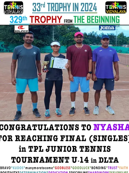 Congratulations to Nyasha for reaching the singles final in the TPL Junior Tennis Tournament U-14.