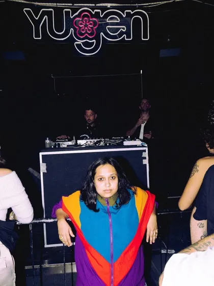 Leaning against the DJ booth at Yugen in Catania, Sicily. This was one of my most adventurous gigs to date, put together just hours before I played.
