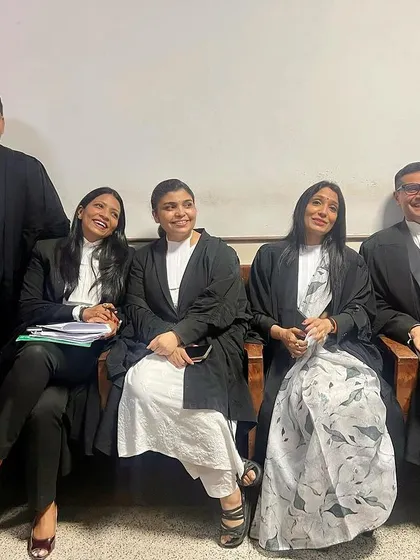 Sharing a laugh with colleagues while waiting for our matters to be called up in the Supreme Court. These moments of banter and camaraderie are what make the long, stressful days manageable.