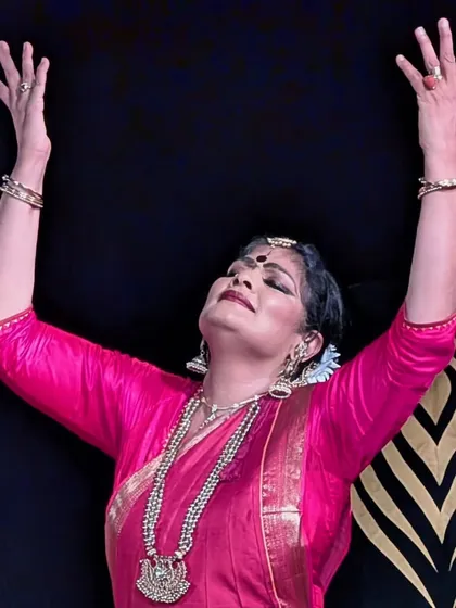 A moment of pure abandon and devotion on stage at the Krishna Gana Sabha. Performing with an ace orchestra that follows every nuance allows for such moments of spontaneous expression.