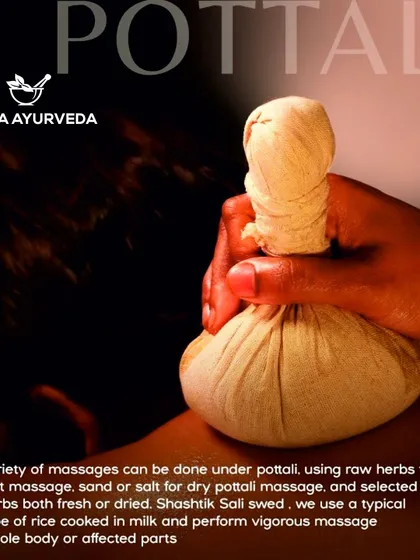 This is a Pottali massage, a therapeutic treatment using heated herbal pouches, known as potlis. This technique is highly effective for reducing pain, swelling, and inflammation, particularly for back and spine health.
