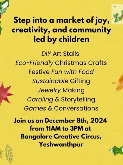 This poster details all the joyful activities at our child-led Christmas market. It's a unique event celebrating creativity, sustainability, and the spirit of giving, all guided by our youngest community members.