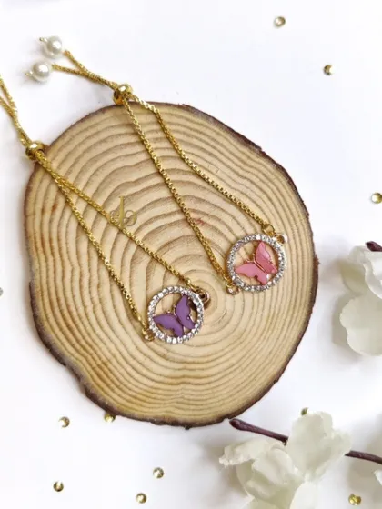 Our elegant butterfly Rakhi bracelets with adjustable gold chains, perfect for sisters.