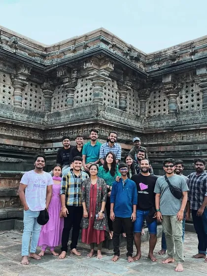 A group photo from our trip to the Belur temple.