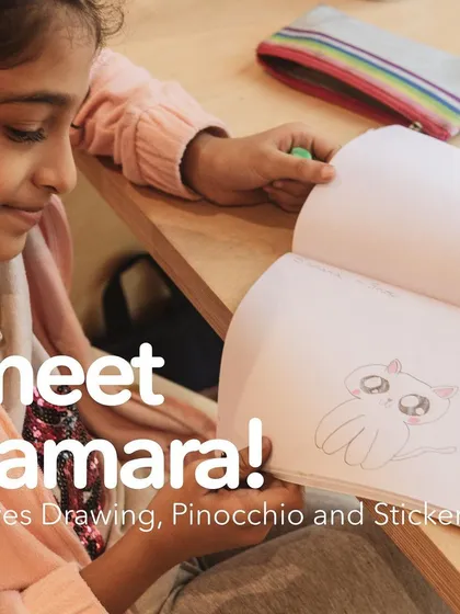 Meet Samara, a young artist who loves drawing, Pinocchio, and stickers. We provide a space where children can pursue their passions, even after their homework is done.