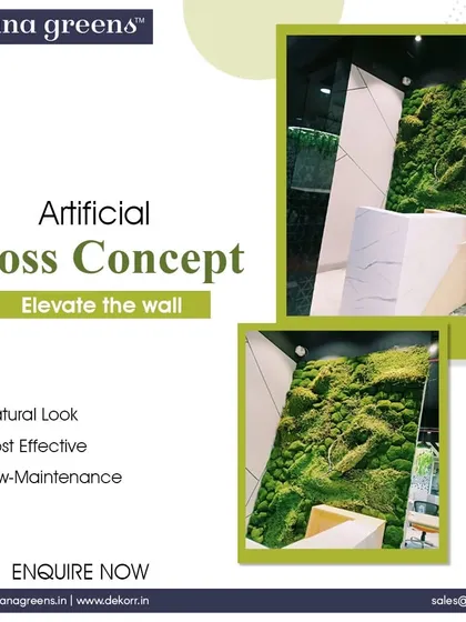 Elevate your wall with our artificial moss concept. This design is cost-effective, low-maintenance, and provides a stunning, natural look.