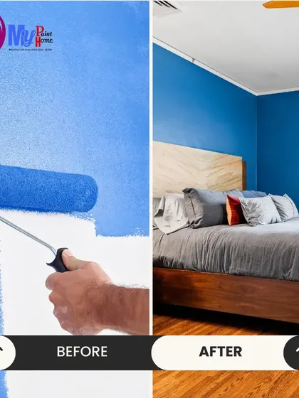 I can help you create a peaceful retreat with the right color. This bedroom makeover uses a calming blue to create a serene atmosphere, showing how a professional paint job provides a smooth, even finish perfect for any personal space.