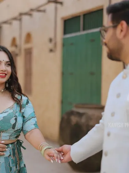 A candid pre-wedding shot capturing the moment just before a shared glance, full of anticipation and romance.