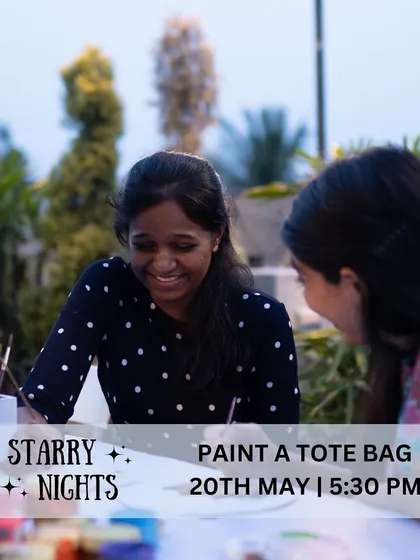 Join us for a tote bag painting session under the stars. Feel the gentle Bangalore breeze as you bring your design to life, surrounded by fellow art lovers. It's a perfect weekend activity.