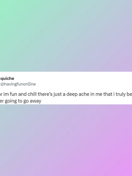 A meme that perfectly captures the vibe of *Can't Help Faking in Love*. It's for the fun and chill girls who also have a deep ache inside them.