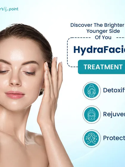 An infographic explaining the detoxify, rejuvenate, and protect benefits of our HydraFacial treatment.