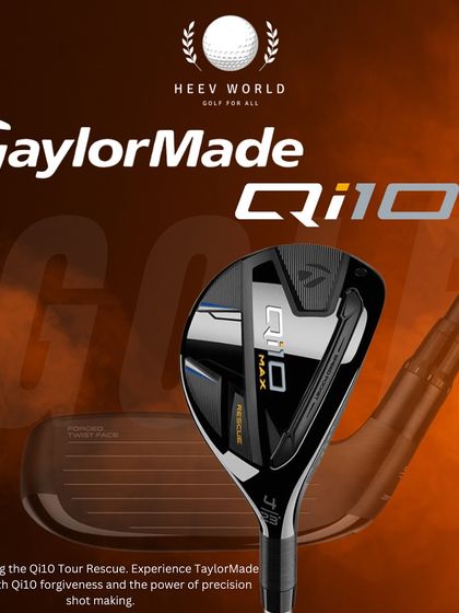 A close-up of the TaylorMade Qi10 Tour Rescue club, designed for precision shot-making.